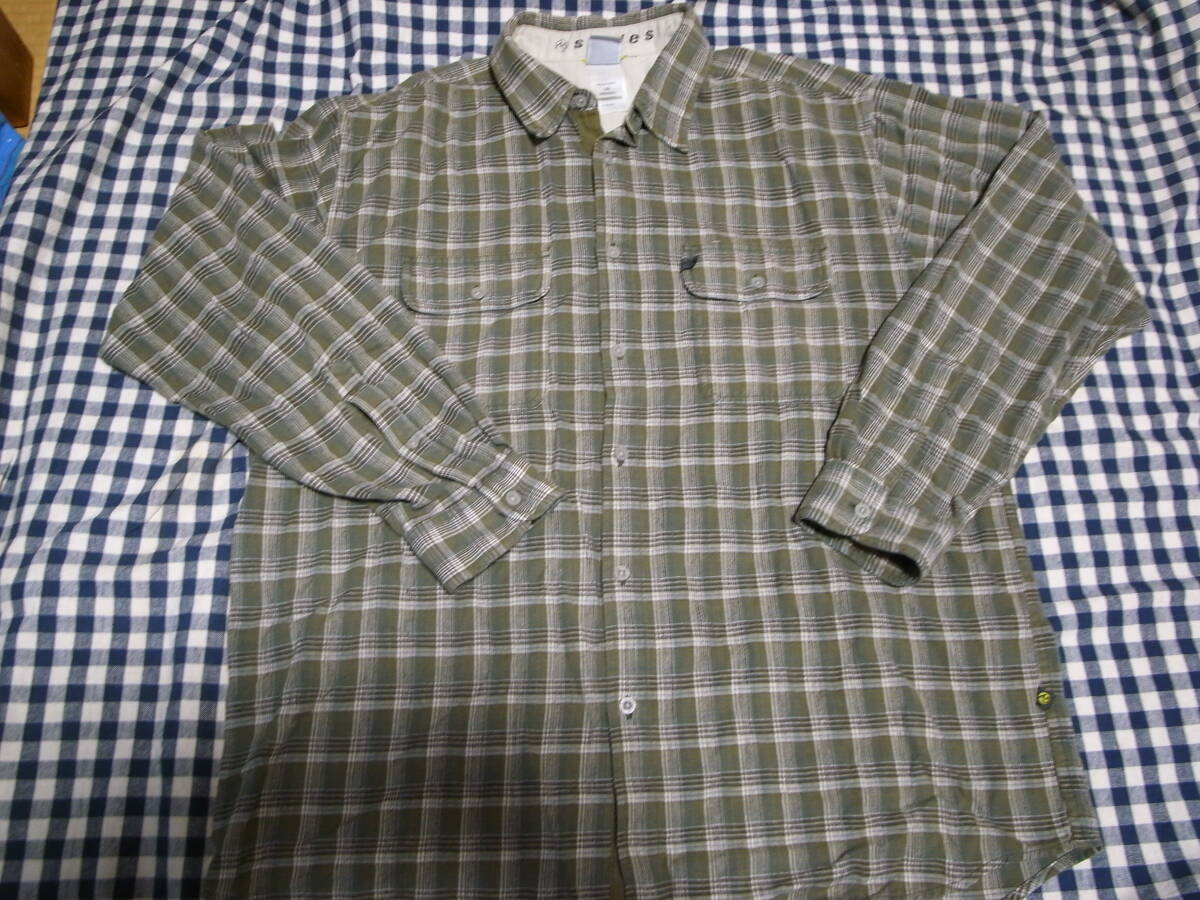 ★ THE NORTH FACE A5 series コットンシャツ 長袖 色ブラウンチェック柄 サイズUSL 中古 ★拍卖