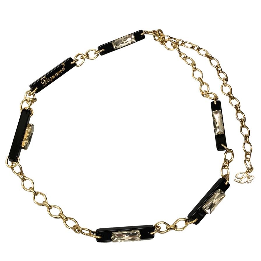 ディースクエアード ネックレス チェーン GP×ストーン レディース ブラック×ゴールド DSQUARED2【AFI14】拍卖