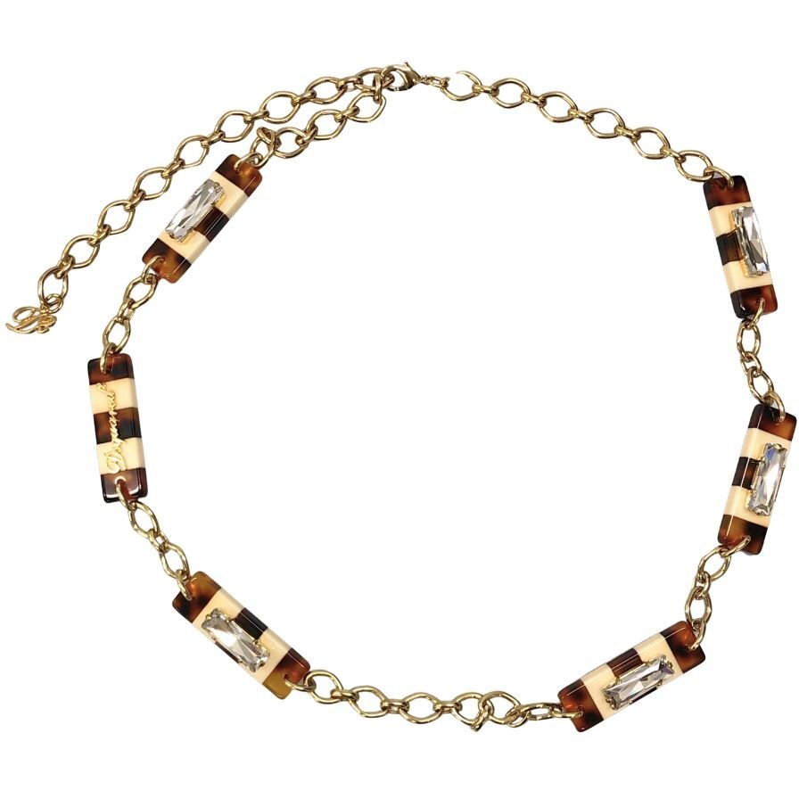 ディースクエアード ネックレス チェーン GP×ストーン レディース ベージュ×ゴールド×べっ甲 DSQUARED2【AFI14】拍卖