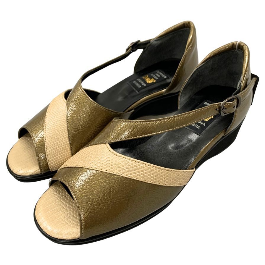 新宿屋 レザーサンダル パールトカゲ 2040-945 24.0cm レディース ゴールド shinjukuya 約24.0cm【7-14】拍卖