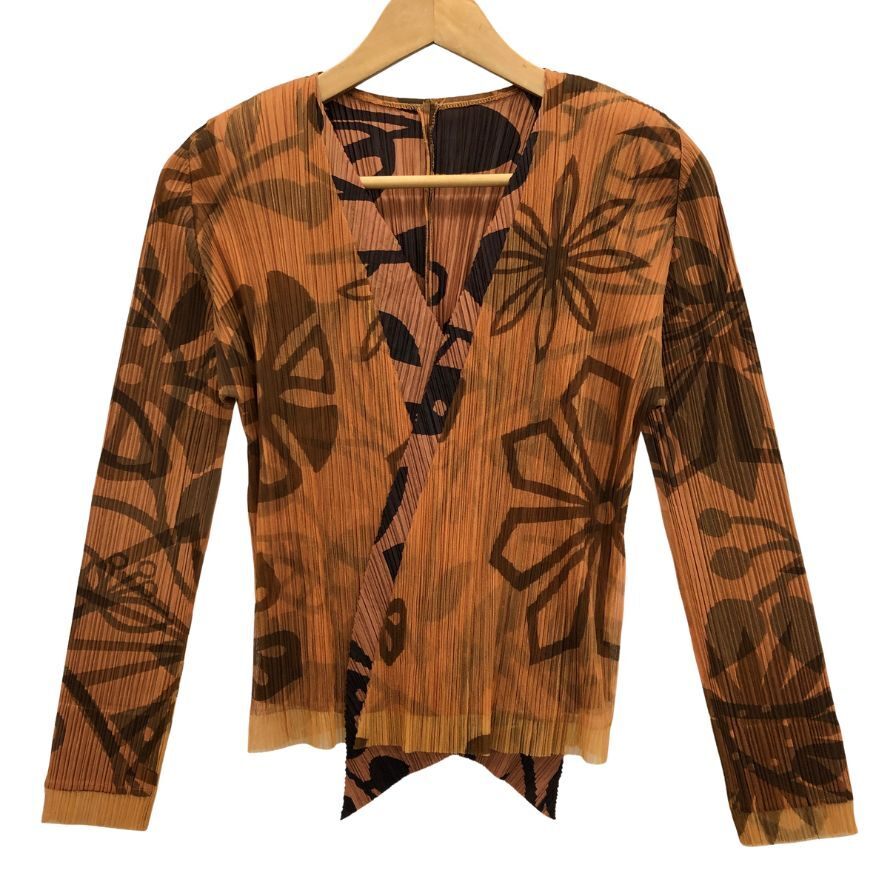 極美品◆カーディガン プリーツプリーズ イッセイミヤケ カーディガン 総柄 イエロー レディースサイズ3 PP53-JO693【AFB15】拍卖