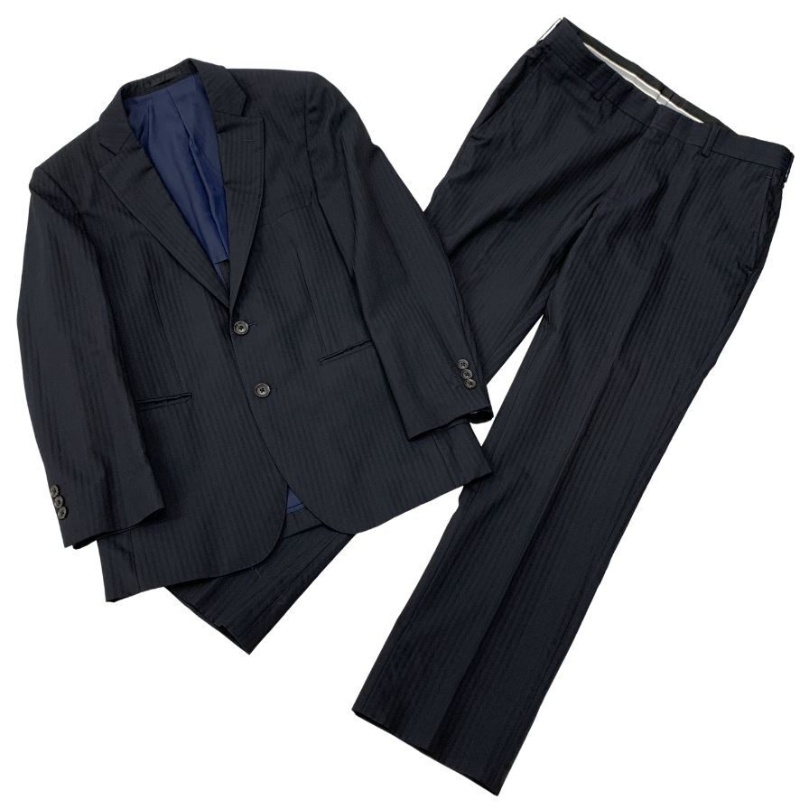 エルメネジルド ゼニア スーツセット 2Bジャケット ストライプ センターベント ゼニア生地 ネイビー メンズ ErmenegildoZegna【AFB27】拍卖