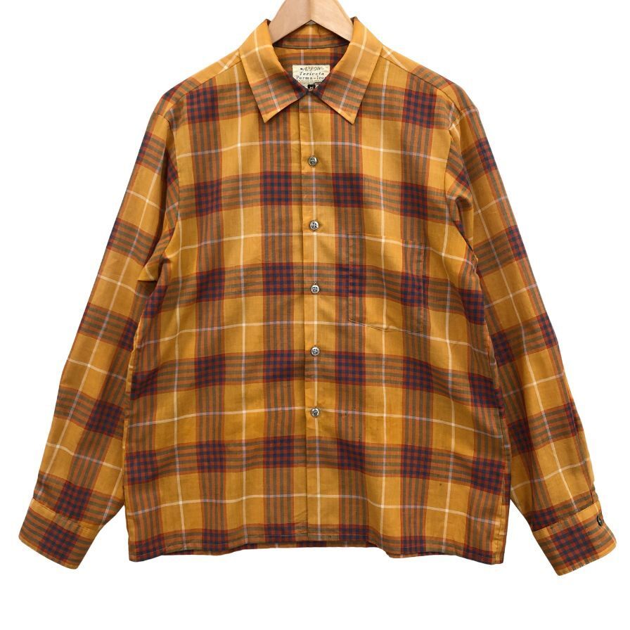 美品◆長袖シャツ アロー 70S 長袖シャツ ヴィンテージ チェック メンズ サイズM ARROW 【AFB26】拍卖