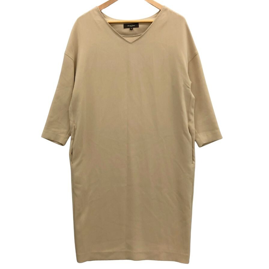極美品◆ワンピース デミルクス ビームス ワンピース アセテート 七分丈 Vネック ベージュ レディース サイズ36 Demi-Luxe Beams 【AFB18】拍卖