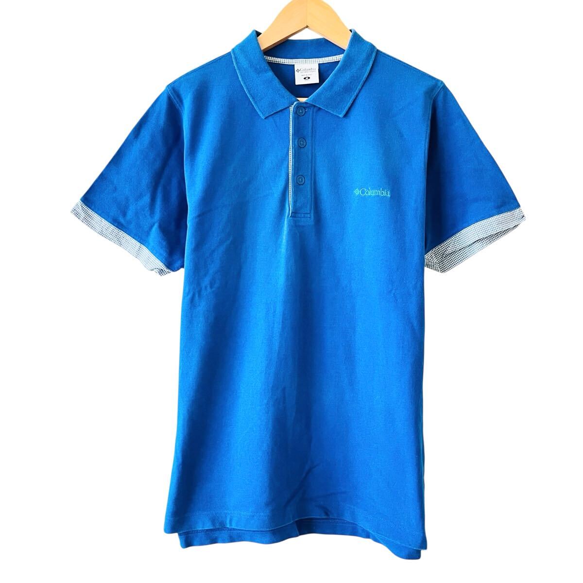 Ye1498cc Colombia コロンビア 半袖ポロシャツ サイズM ブルー メンズ 半袖 アウトドア 古着拍卖
