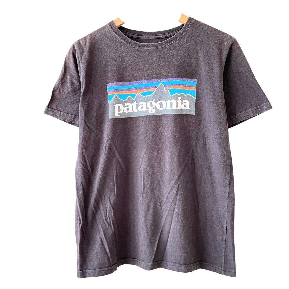 Ye1509cc Patagonia パタゴニア キッズTシャツ XL (150) ブラック 古着 半袖 Tシャツ ロゴ拍卖