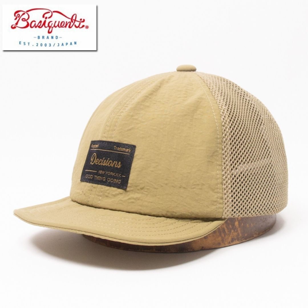 新品 Basiquenti ワッシャー加工 アンパイアメッシュキャップ ベージュ拍卖