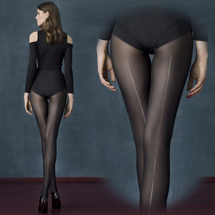 特大サイズ EU製 メッシュバックシームのシンプルタイツ【Fiore】【FRG5782-4】拍卖