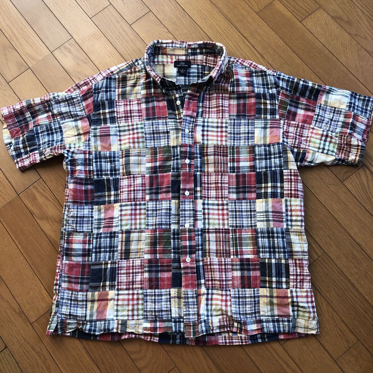 パッチワーク 346 BROOKS BROTHERS XL 100% COTTON MADE IN INDIA 半袖 ブルックス ブラザーズ拍卖