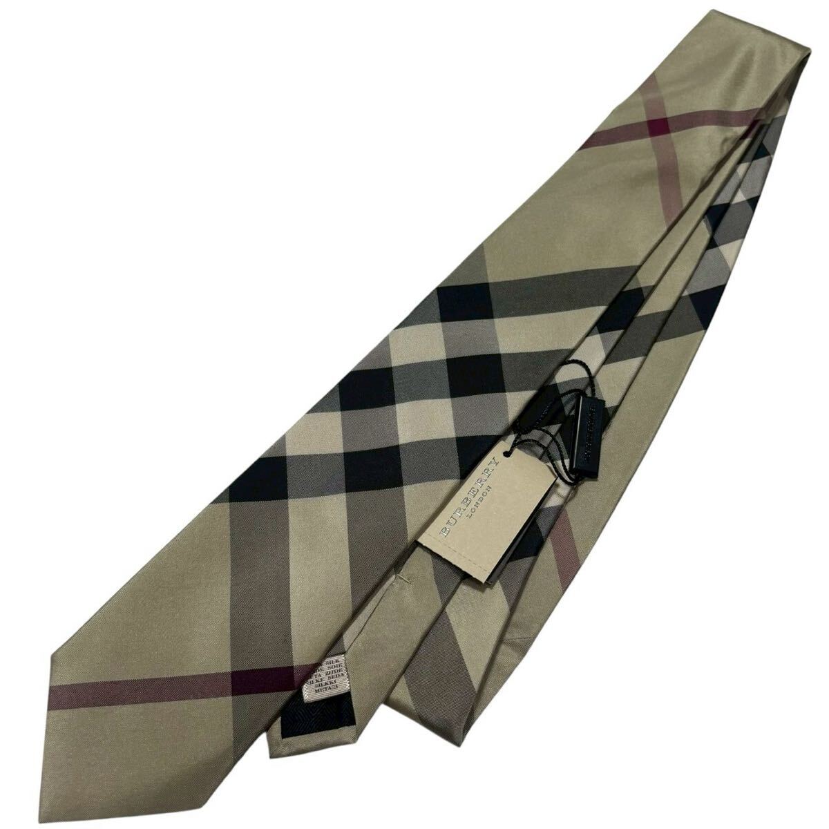 BURBERRY LONDON バーバリー シルク ネクタイ チェック 未使用品拍卖