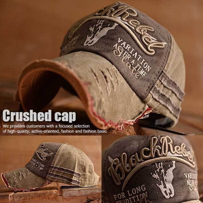 BLACK REBEL ダメージ加工 Vintage キャップ 帽子 メンズ レディース 9009978 7994855 D-4 カーキ 新品 1円 スタート拍卖