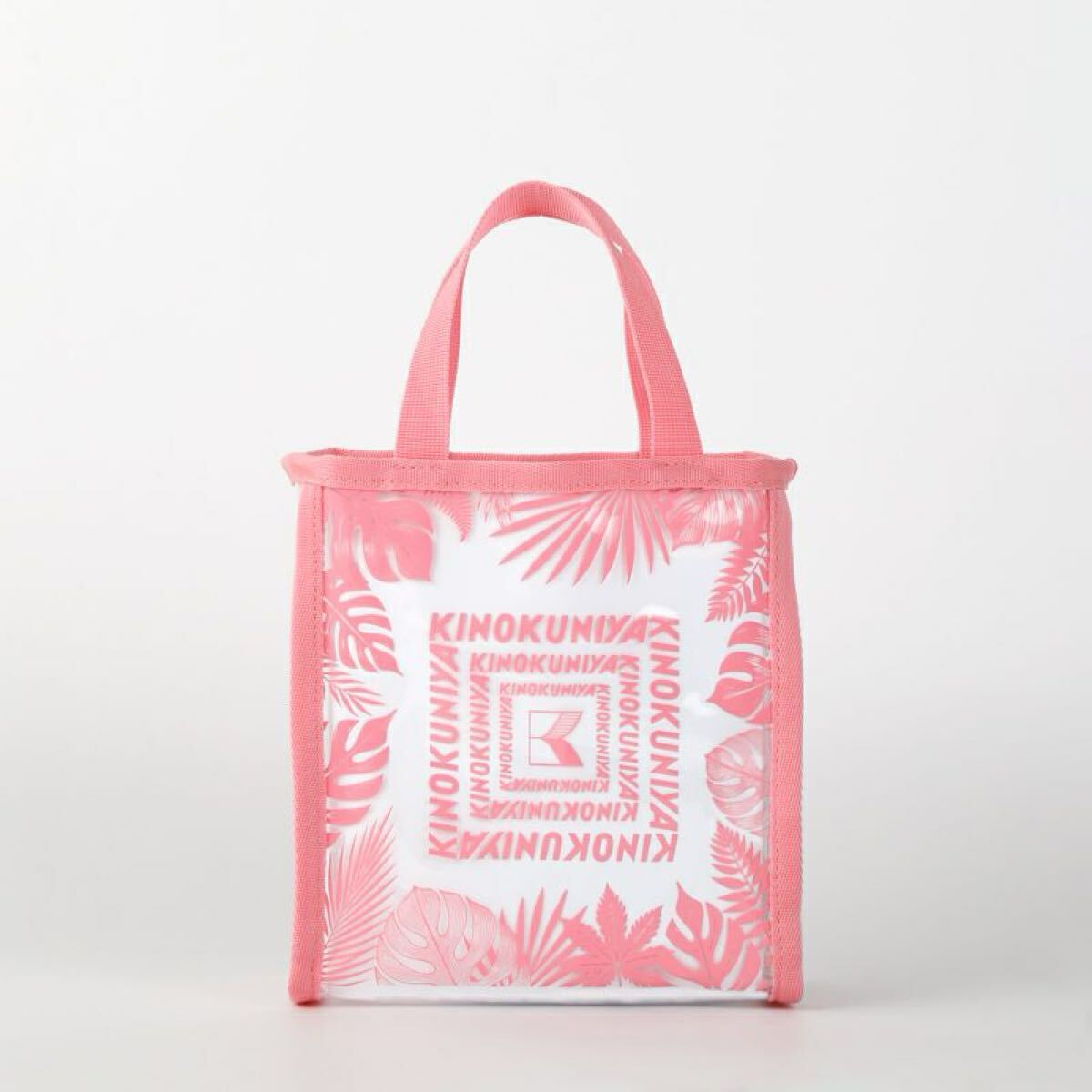 【新品】紀ノ国屋 モンステラ柄 ミニクリアトート ピンク拍卖