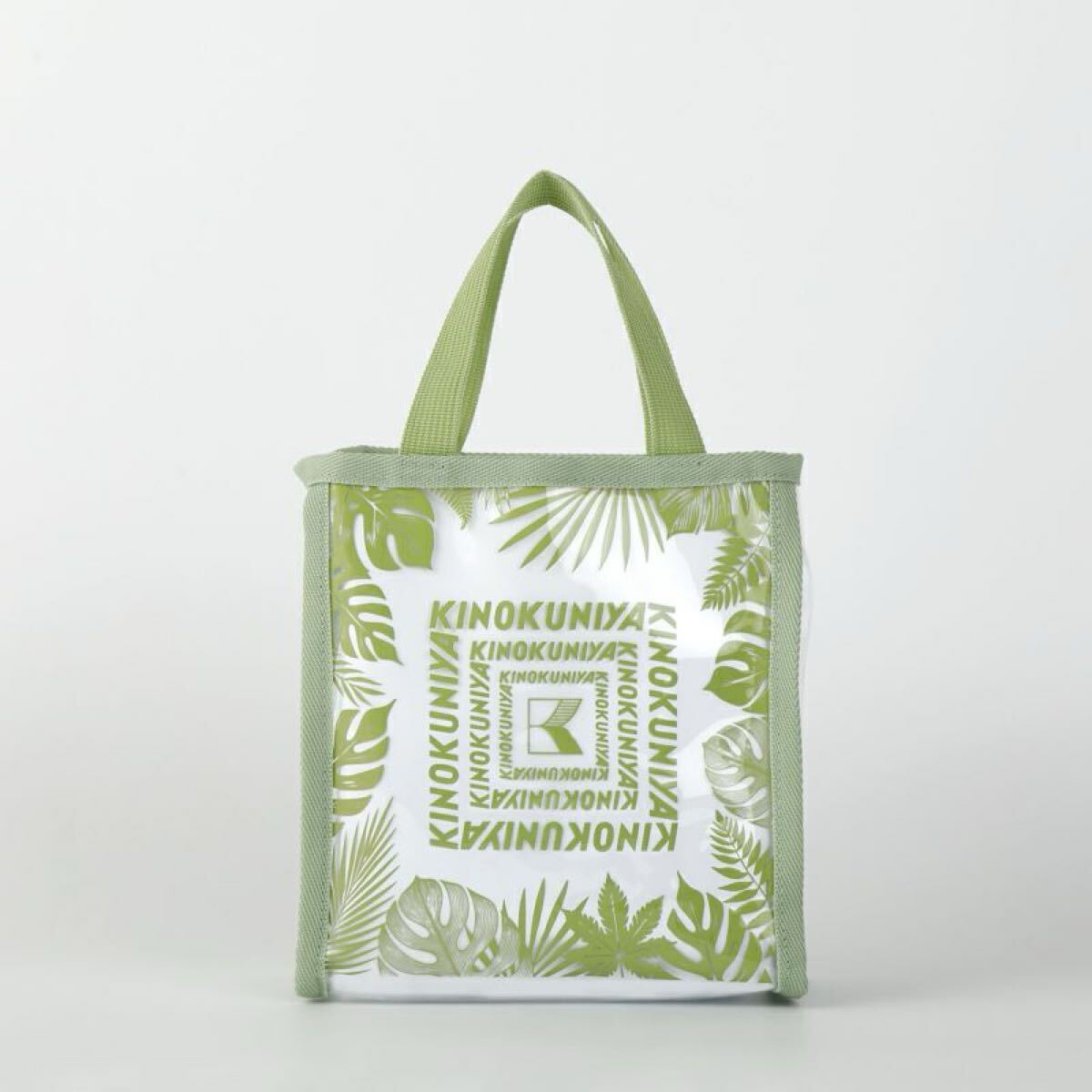 【新品】紀ノ国屋 モンステラ柄 ミニクリアトート ライトグリーン拍卖