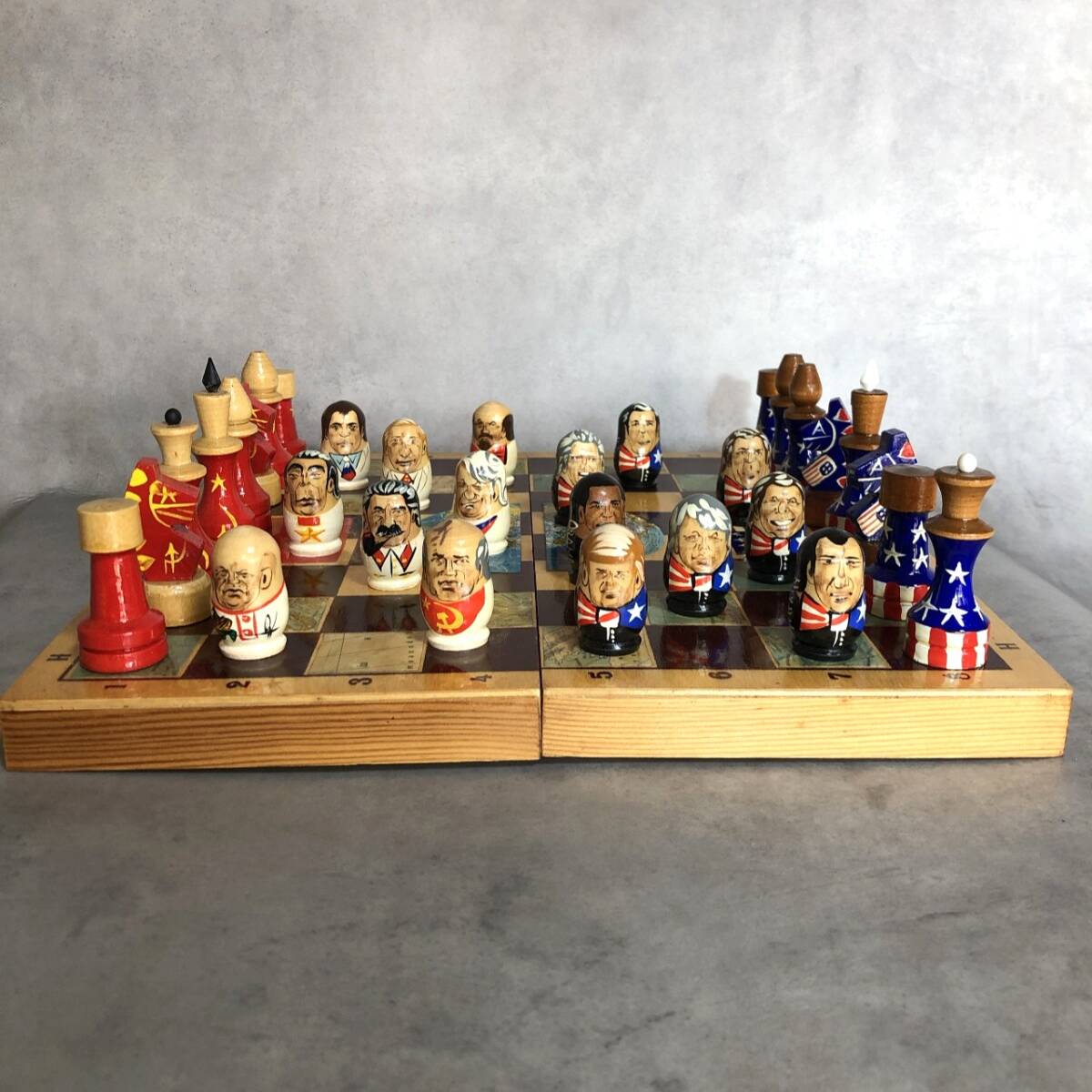 TQ084◇ロシア製 ポリティカル チェスセット◇ソビエト連邦 vs アメリカ合衆国 拍卖