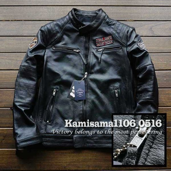 GABRIEL 最上級ナッパ革・豪華刺繍 フライト イタリアンレザー 本革ジャケットブルゾン※2174【XL】拍卖