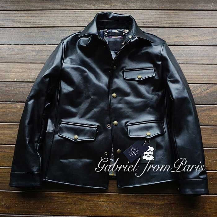 ■AW新作高級 ホースハイド 復刻 50's ドライビングコート レザージャケット ブレーキマン オイルレザー 馬革 2269【XL】拍卖