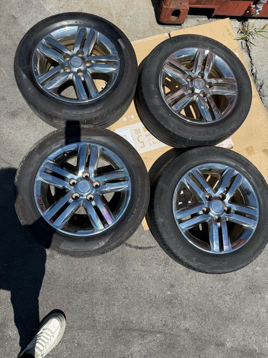 愛知発 ニッサンセレナ AUTECH アルミ ダンロップタイヤ 195/60R16 ラジアルチューブレースタイヤ4本セット 16×6JJ オフセット45拍卖