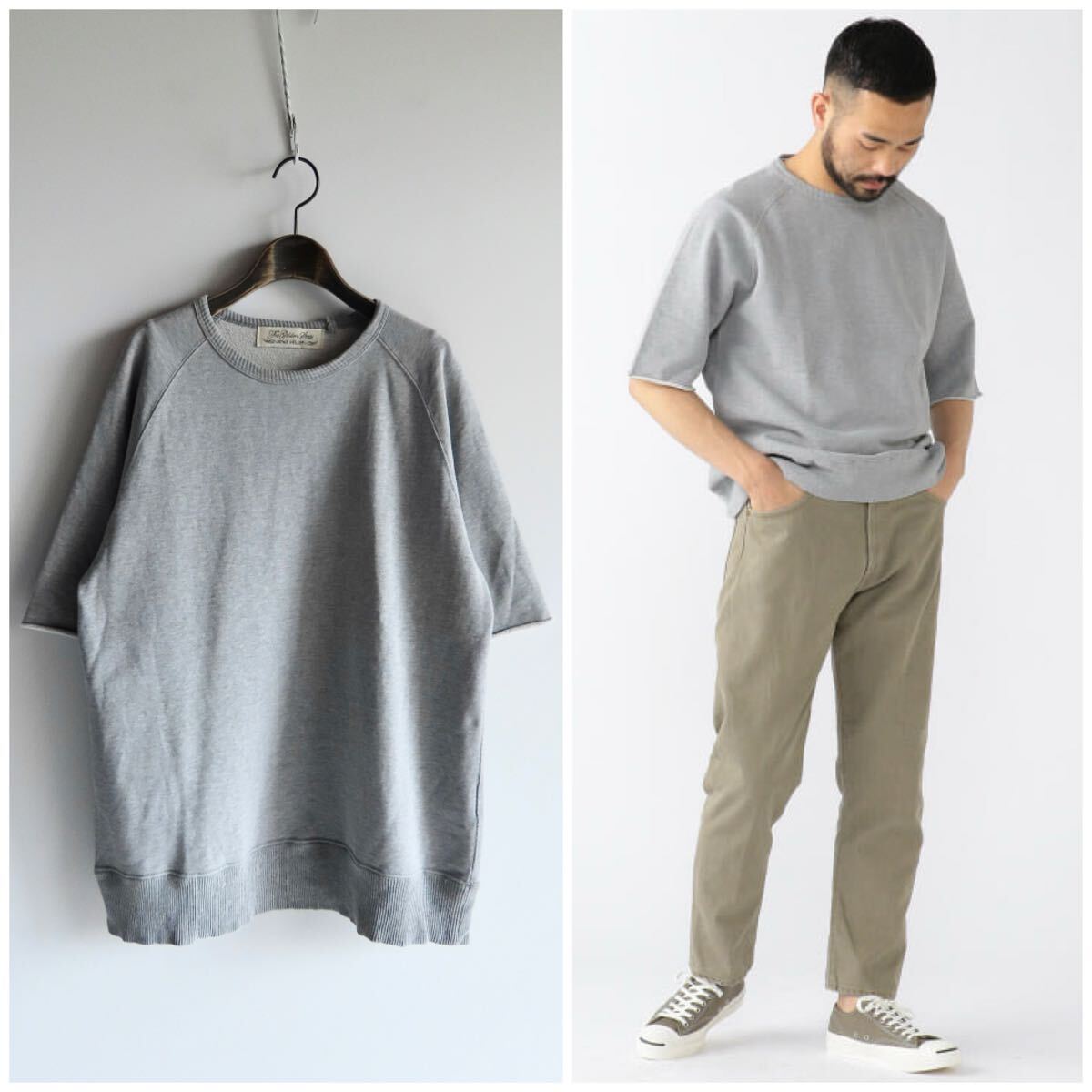 BEAMS PLUS別注 REMI RELIEFCut Off Short Sleeve Sweat Grey レミレリーフ ビームスプラス別注 カットオフスウェット S 加工 グレー 春夏拍卖