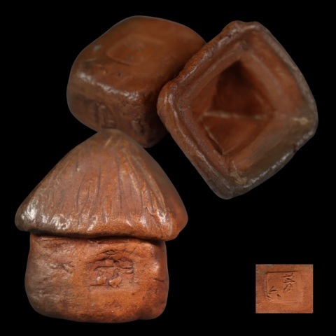 蔵出し品 湯郷焼 満藤芳六山 葛家香合 A599拍卖