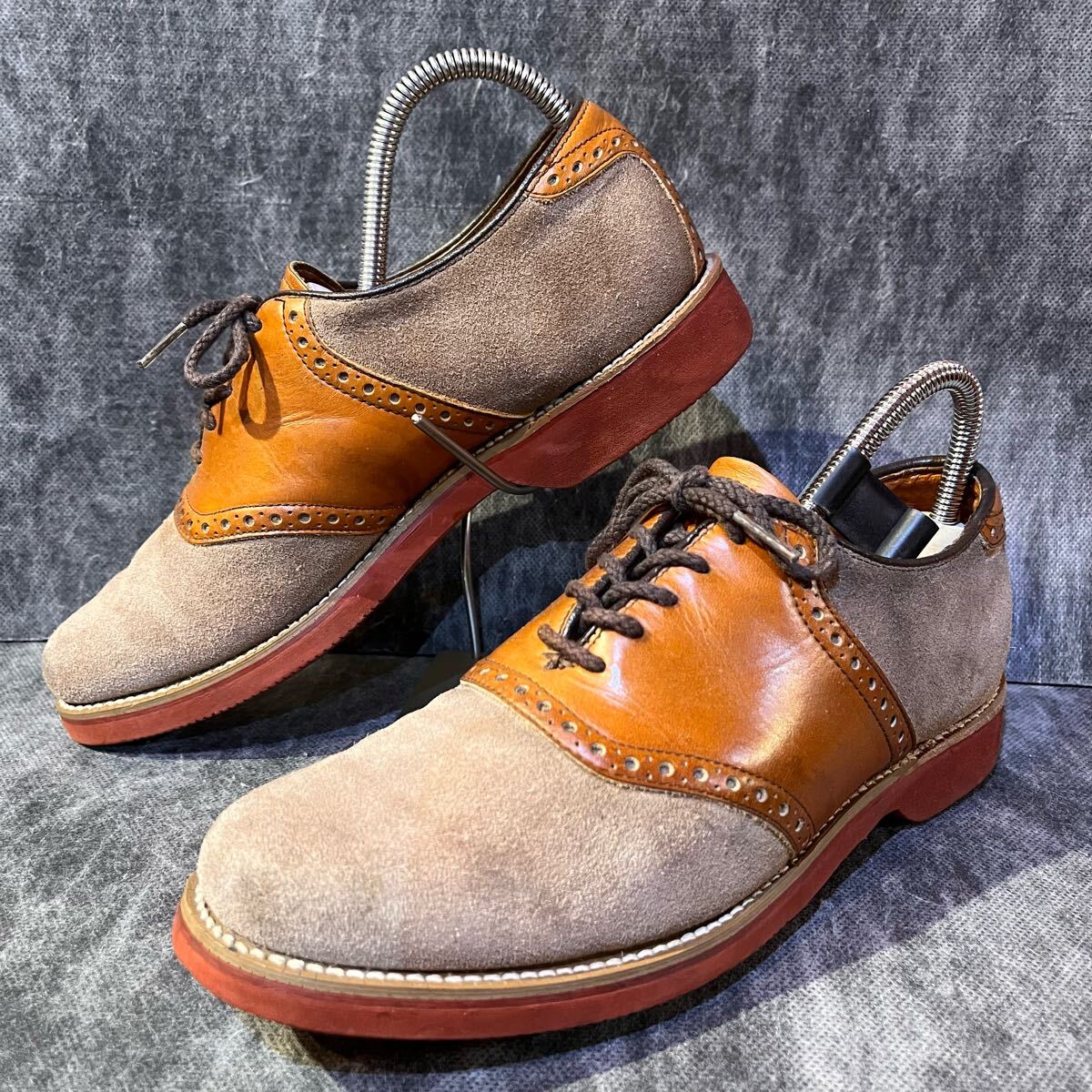 Made in U.S.A ヴィンテージ Dexter デクスター スエード サドルシューズ ベージュ×ブラウン US 8 M 26.0cm程 レンガソール拍卖