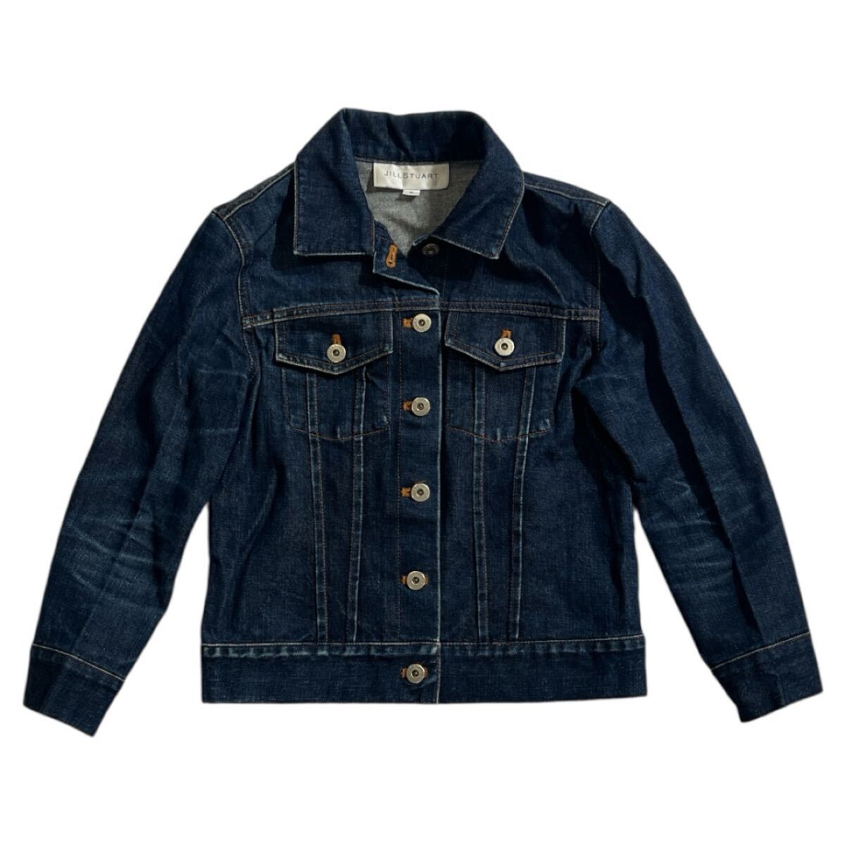 ■ JILLSTUART ジルスチュアート ■ ユーズド 色落ち加工 デニム ジャケット インディゴブルー P拍卖