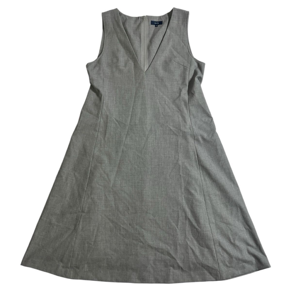 ■ SHIPS シップス ■ レーヨン混 Aライン ノースリーブ ワンピース グレー 36拍卖