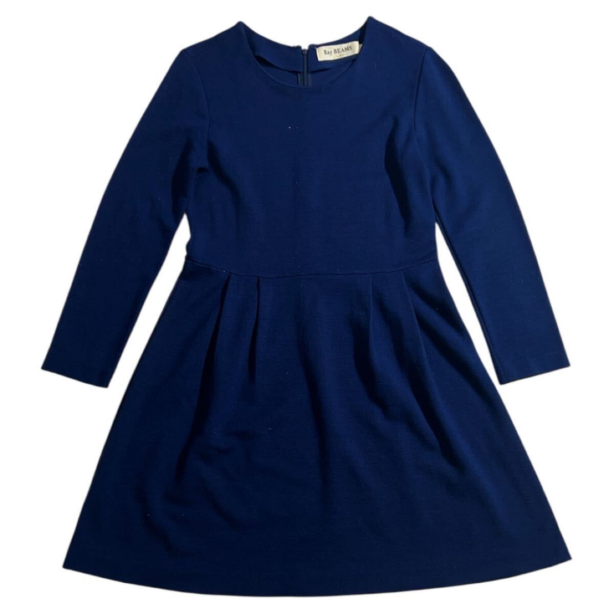 ■ Ray BEAMS レイ ビームス ■ ウール混 ミニスカート ワンピース ブルー 1拍卖