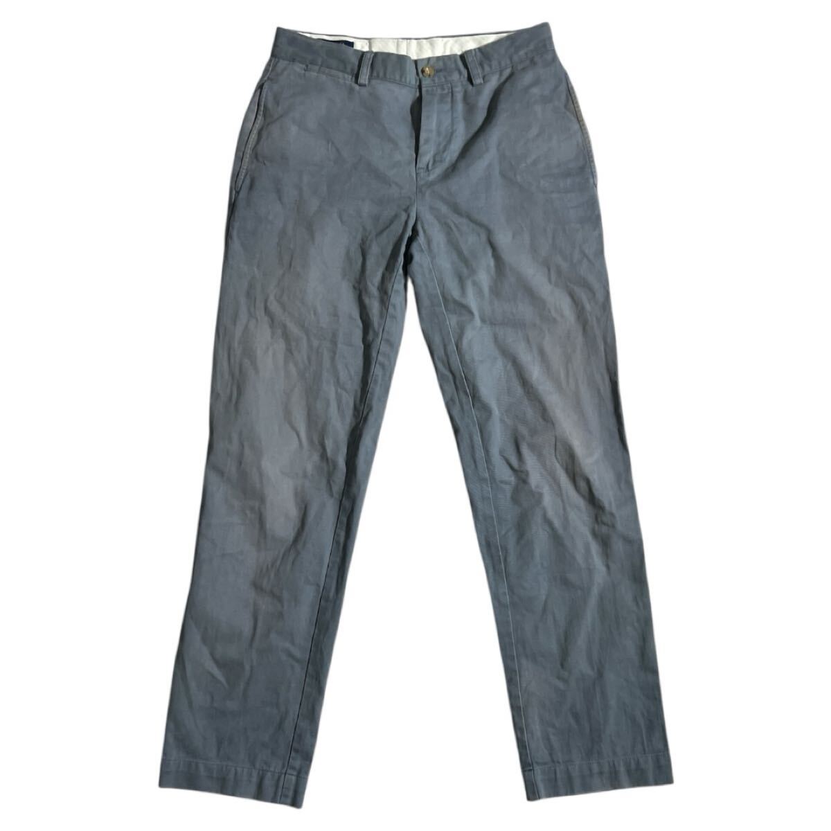 難有 ■ POLO RALPH LAUREN ポロ ラルフローレン ■ ロゴ ラベル コットン テーパード チノパンツ チノパン ブルーグレー 28/30拍卖