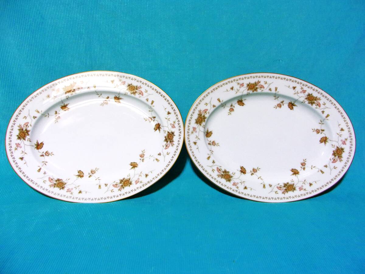 ノリタケNORITAKEプレート★コンテンポラリー大皿30㎝ 2枚セット★花柄 金縁拍卖