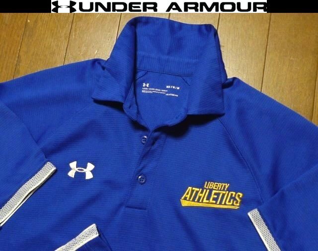 2L-3L・XL-XXL日本サイズ位★セール送無料★希少 アンダーアーマー USA限定 特注刺繍 ポロシャツ 超美品 伸縮 速乾 金糸拍卖