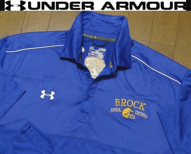 2L-3L・XL-XXL日本サイズ位★セール送無料★希少 アンダーアーマー USA限定 特注豪華刺繍 ポロシャツ 超美品 伸縮 速乾 金糸拍卖