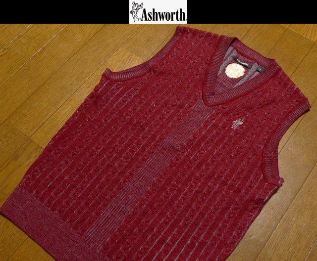 L日本サイズ位★セール送無料★アシュワースUSA限定 フェニックスゴルフカントリークラブPHOENIX GCC刺繍 美品 二ットベスト Ashworth拍卖