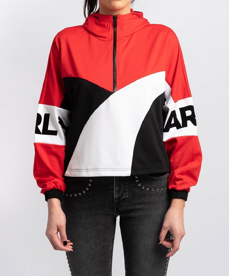 プーマ カールラガーフェルド コラボ レディース ハーフジップフーディー USサイズM (L相当) 定価16500円 レッド 赤 KARL LAGERFELD拍卖