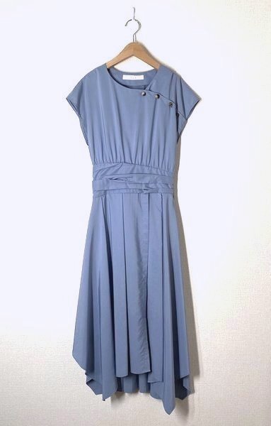 TELA テラ フレンチスリーブ ワンピース XS 40 ブルー 青 ロング ノースリーブ PA1641拍卖