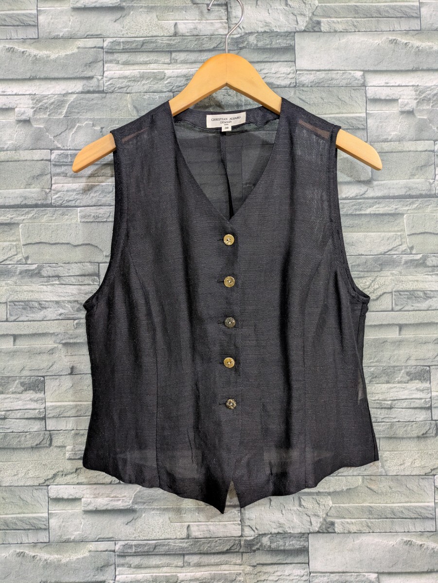 ●送料無料★CHRISTIAN AUJARD クリスチャンオジャール ベスト トップス 黒 レディース サイズ38拍卖