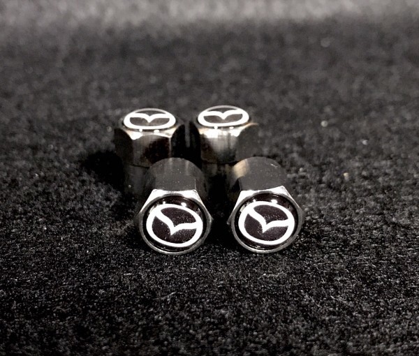 送料無料 マツダ ロゴ ブラック エアーバルブキャップ ( CX-3 CX-5 RX-7 RX-8 新型ロードスター アクセラスポーツ AZワゴン デミオ に適合)拍卖