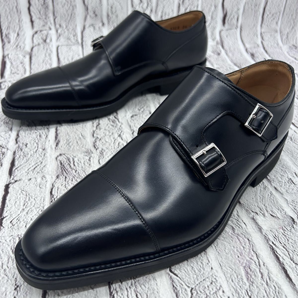 【未使用】REGAL リーガル 33ER ビジネスシューズ ダブルモンクストラップ 26㎝ ブラック ストレートチップ 革靴 エアローテーション拍卖