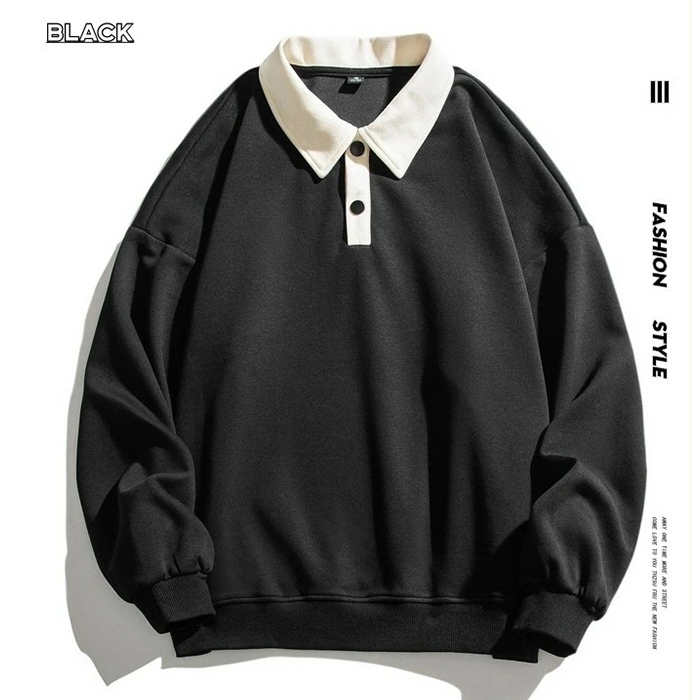 長袖ポロシャツ メンズ プルオーバー トップス カジュアルポロシャツ Polo shirt ジャージポロシャツ Zwc2330 ブラック L拍卖