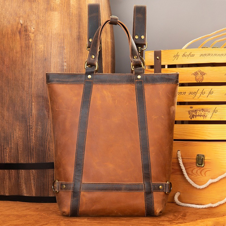 バックパック ビジネスリュック 本革 革 デイパック 多機能 パソコンケース 男女兼用バッグ メンズバッグ bg0830 ブラウン拍卖