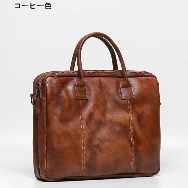 ビジネスバッグ ブリーフケース 本革 メンズバッグ 2wayバック 多機能 A4ファイル ショルダー 通勤 営業 レザーバッグ bg0770 コーヒー色拍卖