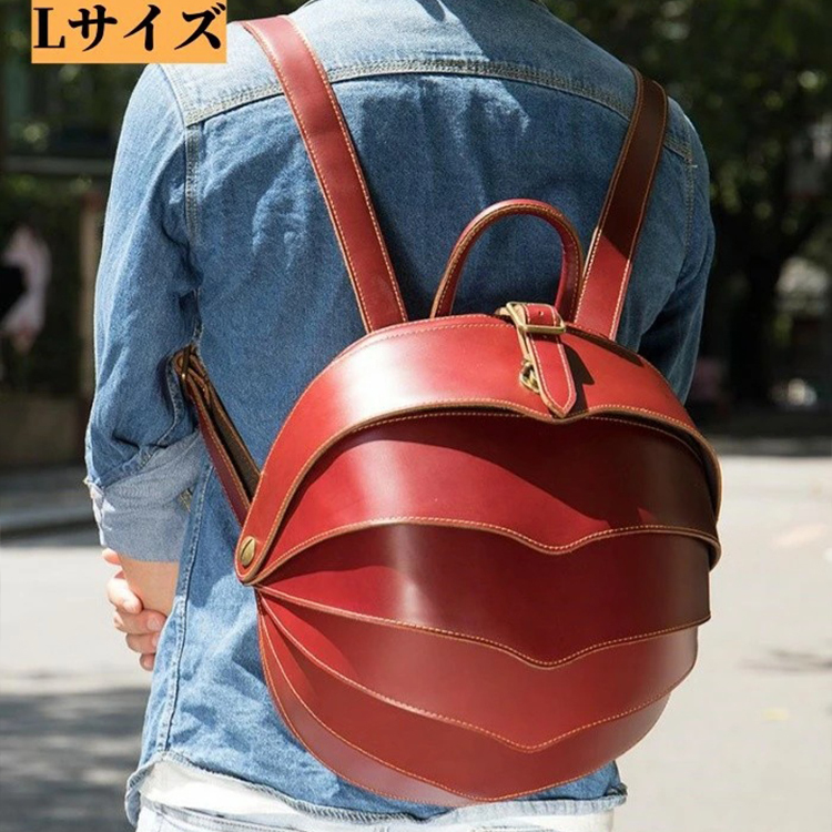 バックパック ビートル形状 リュック 本革 デイパック 男女兼用バッグ メンズリュック レディースバッグ 防水 bg0756 レッド Lサイズ拍卖