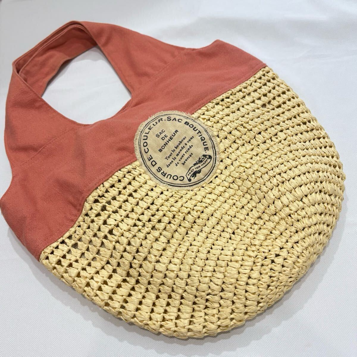 カゴバック トートバッグ レディース ストロー キャンバスバッグ ピンク ベージュ ハンドバッグ拍卖