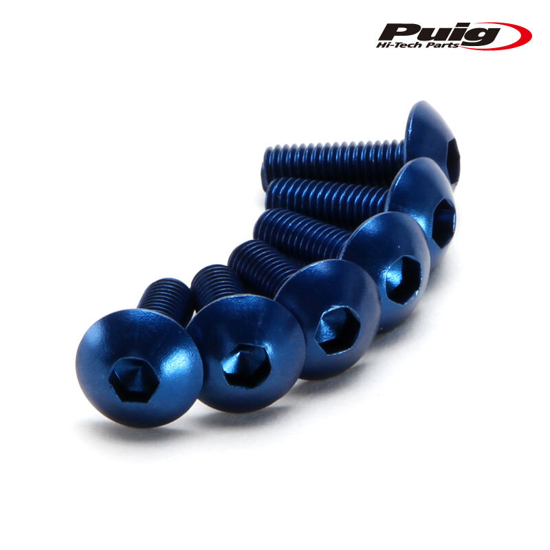 Puig 0543A アルミ ボルト M5×15 (6本セット)【BLUE】汎用 プーチ ネジ拍卖