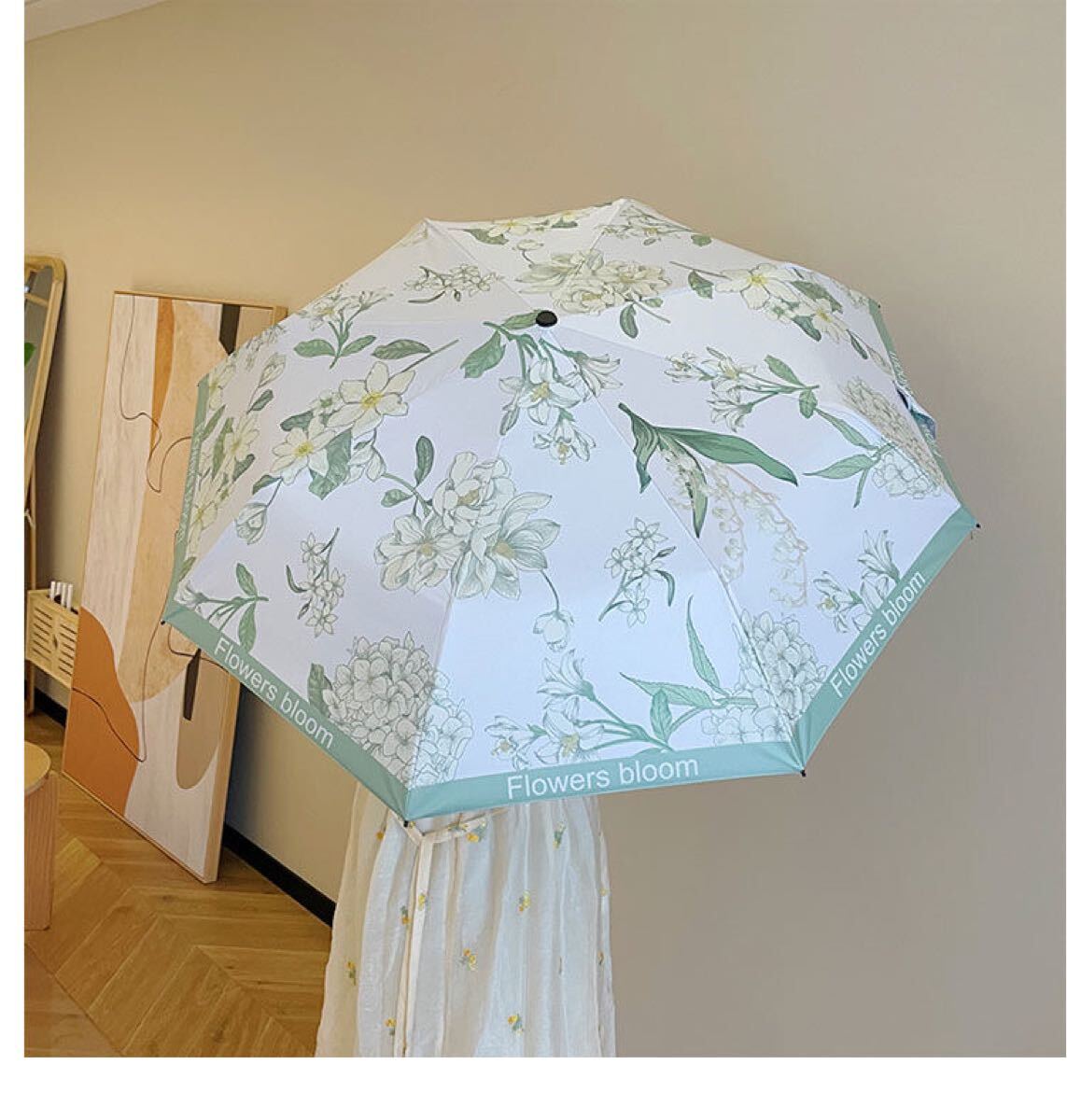 折り畳み傘 晴雨兼用 日傘 花柄 雨傘 オシャレ コンパクト 植物柄 グリーン系 エレガント UVカット 紫外線遮断 丈夫 耐風拍卖