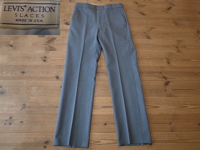 USA製 LEVI'S リーバイス ACTION SLACKS 1970年代 ビンテージ アクション スラックス パンツ グレー TALON アメリカ古着 W 32拍卖