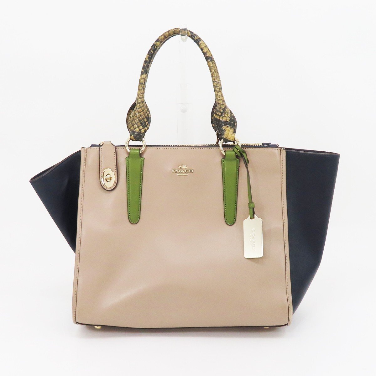 ◇【COACH コーチ】2WAY トートバッグ 36094 ベージュ×ネイビー拍卖