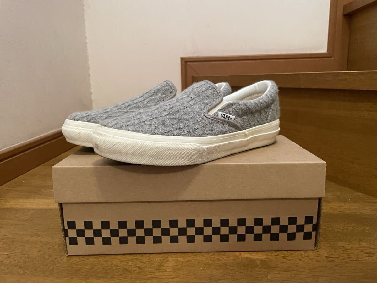 ★美USED★ VANS V98 CROCHET SLIP ON ヴァンズ クロシェ スリッポン グレー SIZE=US7(25cm)ニットアッパー 拍卖
