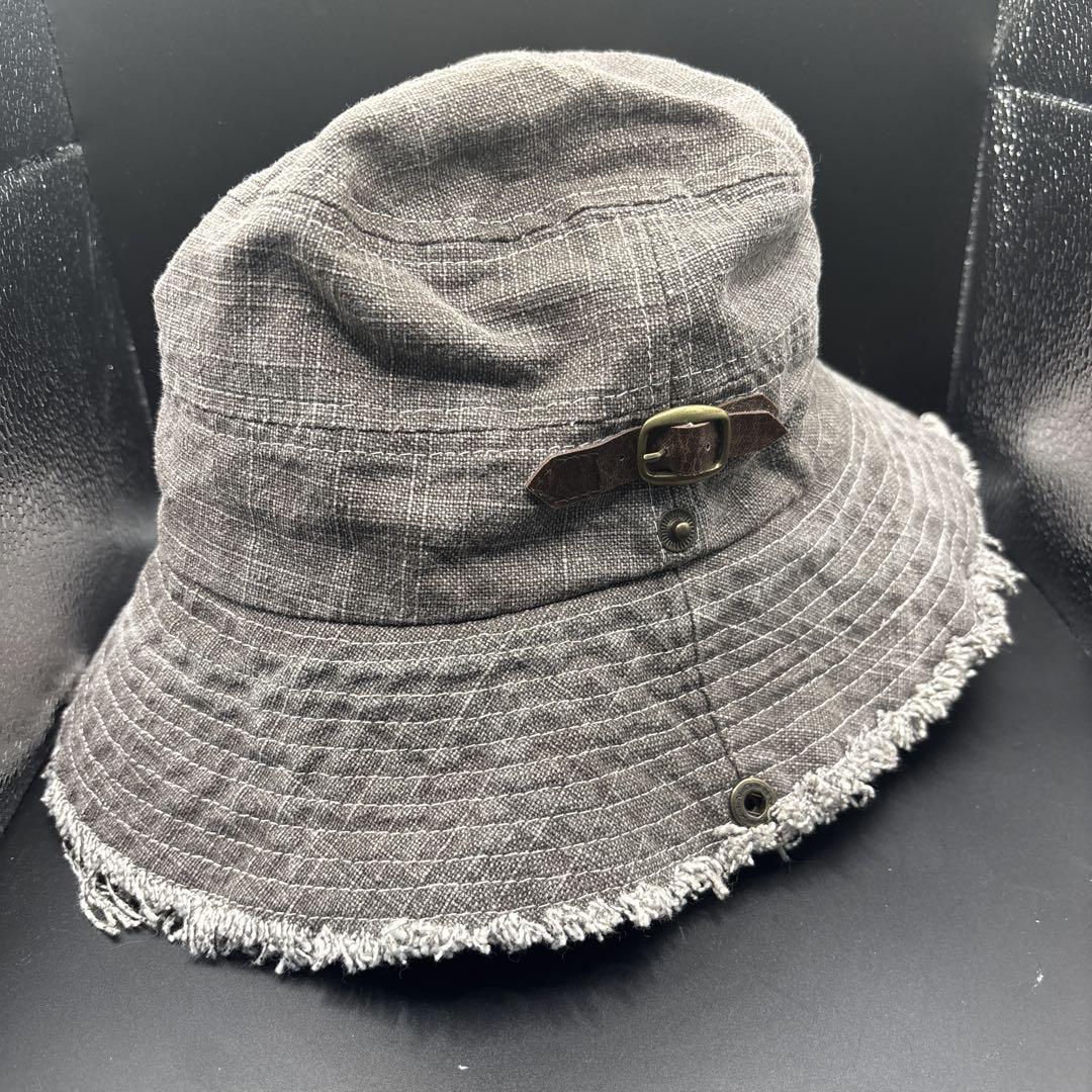 フリンジ付きグレー バケットハット フリーサイズ拍卖