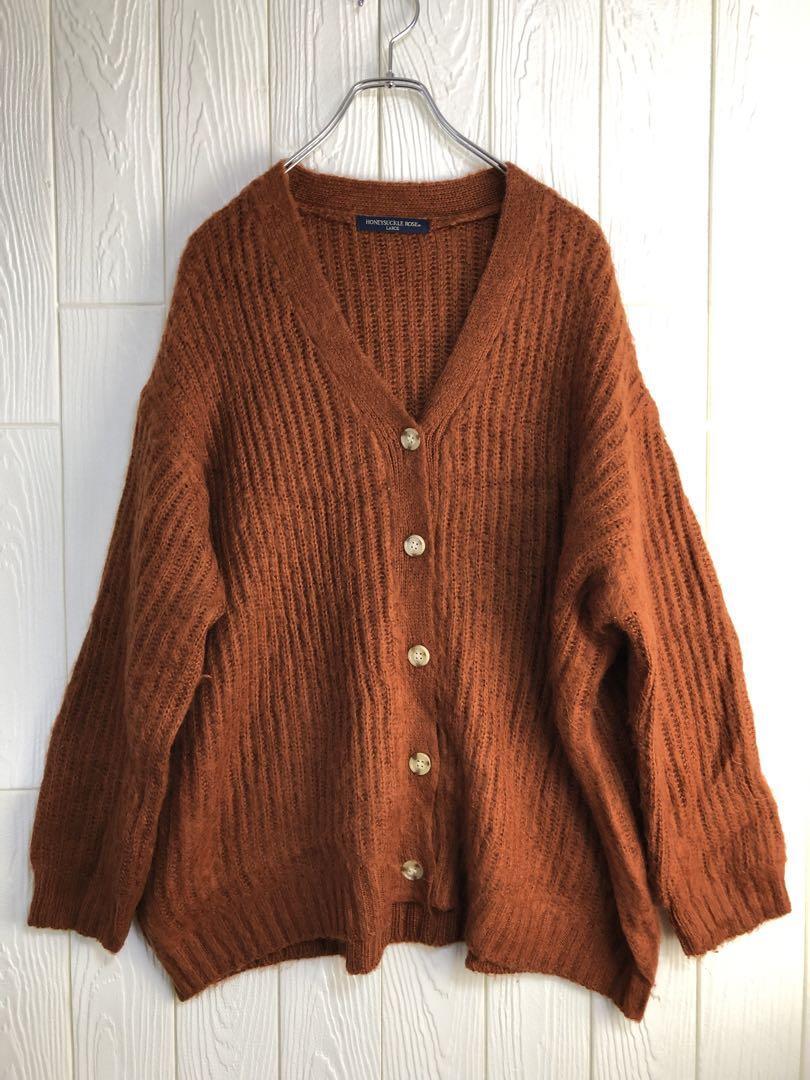 HONEYSUCKLE ROSE ブラウン Vネック カーディガン Lサイズ拍卖