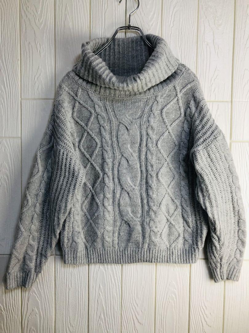 INGNI グレー ケーブル編み セーター ハイゲージ アクリル100% M拍卖